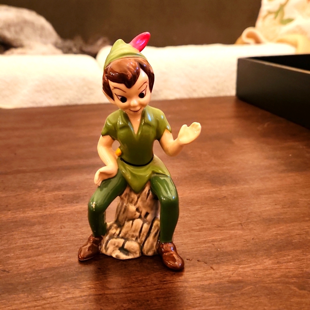 Disney Peter Pan Ceramic Figurine Walt Disney Production Japan Porcelain Vintage
